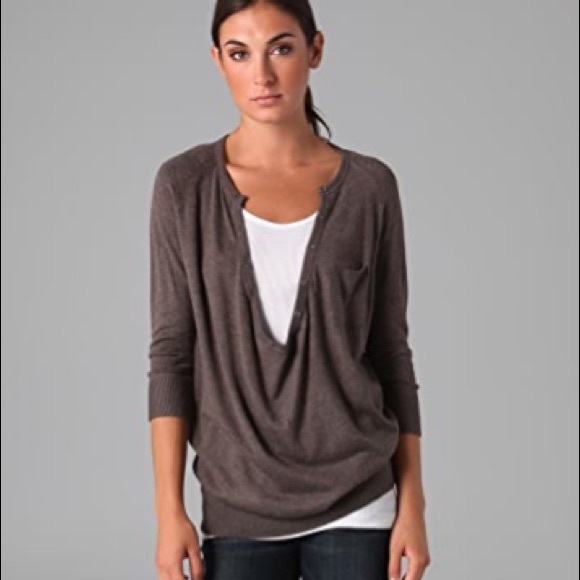 Vince Sweaters - Vince Cowl Neck Grey Henley Sweater size small